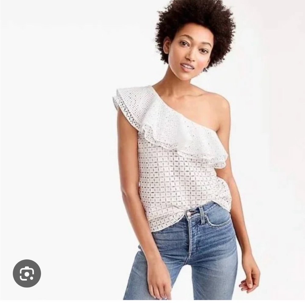 NWOT Jcrew size 0, eyelet one shoulder top. Perfect for spring summer or a bride